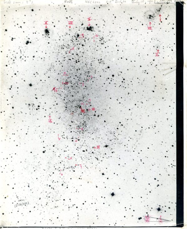 Galaxie de Barnard, avec écriture manuscrite de Hubble, 1923